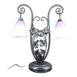 Important Wrought Iron Double-Headed Lamp by Schneider, Art Deco, c. 1920