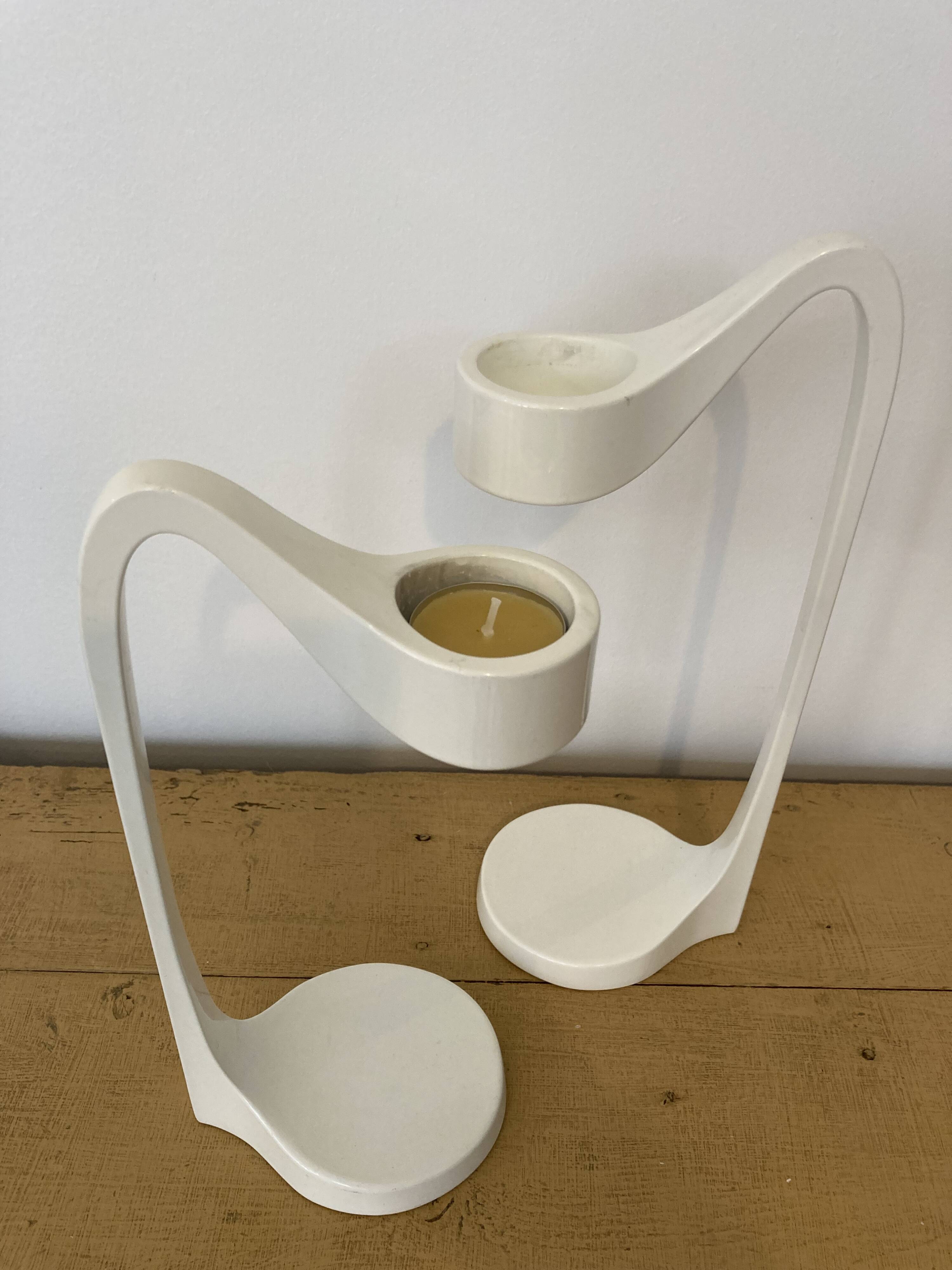 Pair of vintage Ikea Monika Mulder designer candlesticks