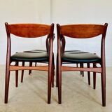 Danish vintage Arne Wahl Iversen teak and leather dining chairs model 26 - 1960s