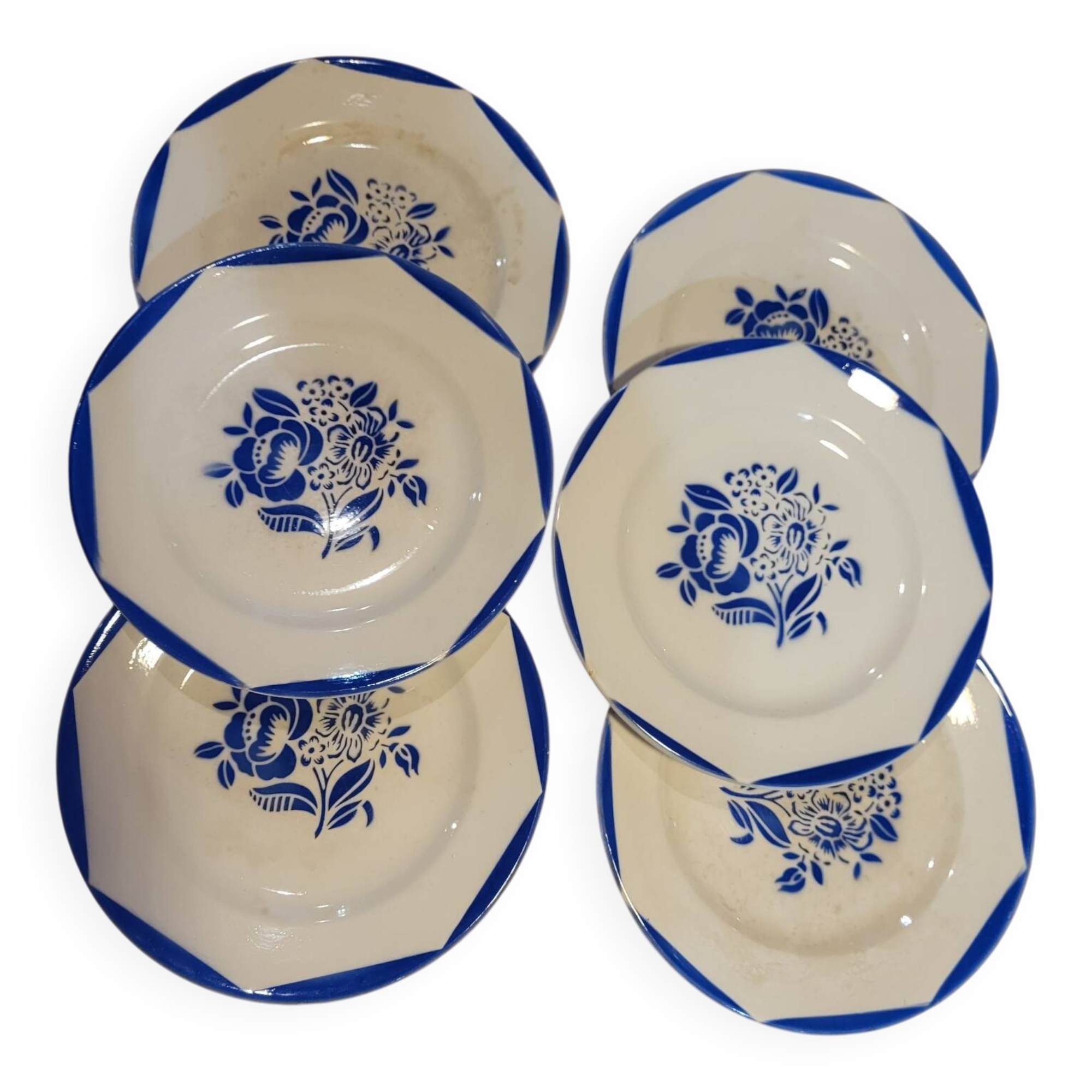 Set of 6 Blue Flower 1920 plates