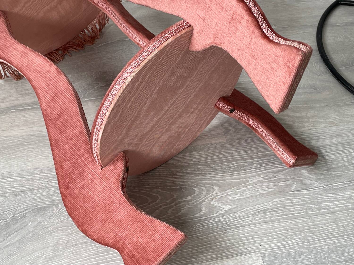 Vintage 80s velvet side table