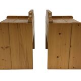 Vintage set of 2 pinewood bedside tables 70's minimalist design