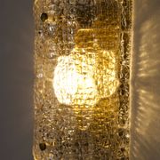 Large pressed glass and brass wall lamp, Denmark, 1960s