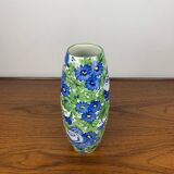 Italian San Marino Titano Vase, Green and Blue Floral Pattern, MCM
