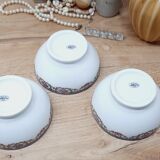 Set 3 bols porcelaine guirlande de fleurs
