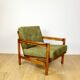 Wooden armchair designed by Z. Baczyk, vintage, olive green velvet