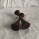 Pair of candlesticks in vintage stained birch wood, Scandinavian design