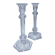 pair of hexagonal crystal candle holders