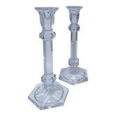 pair of hexagonal crystal candle holders