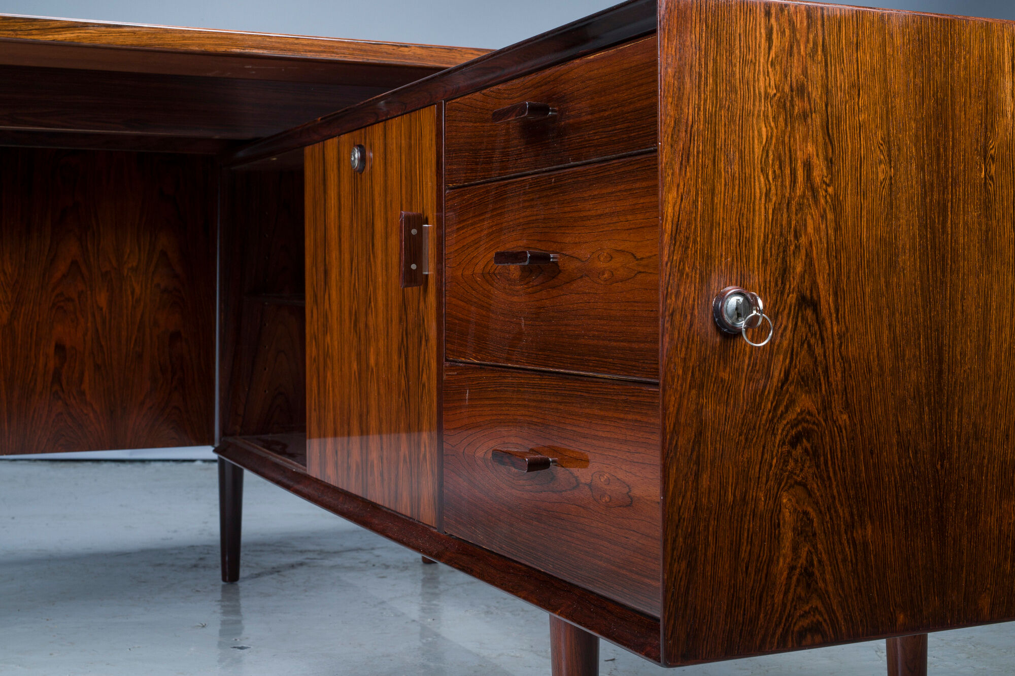 Executive Desk with Sideboard in Rosewood by Arne Vodder for Sibast Møbelfabrik, Denmark, 1950s