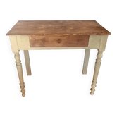 Console ancienne en bois patiné – esprit campagne française, pieds tou