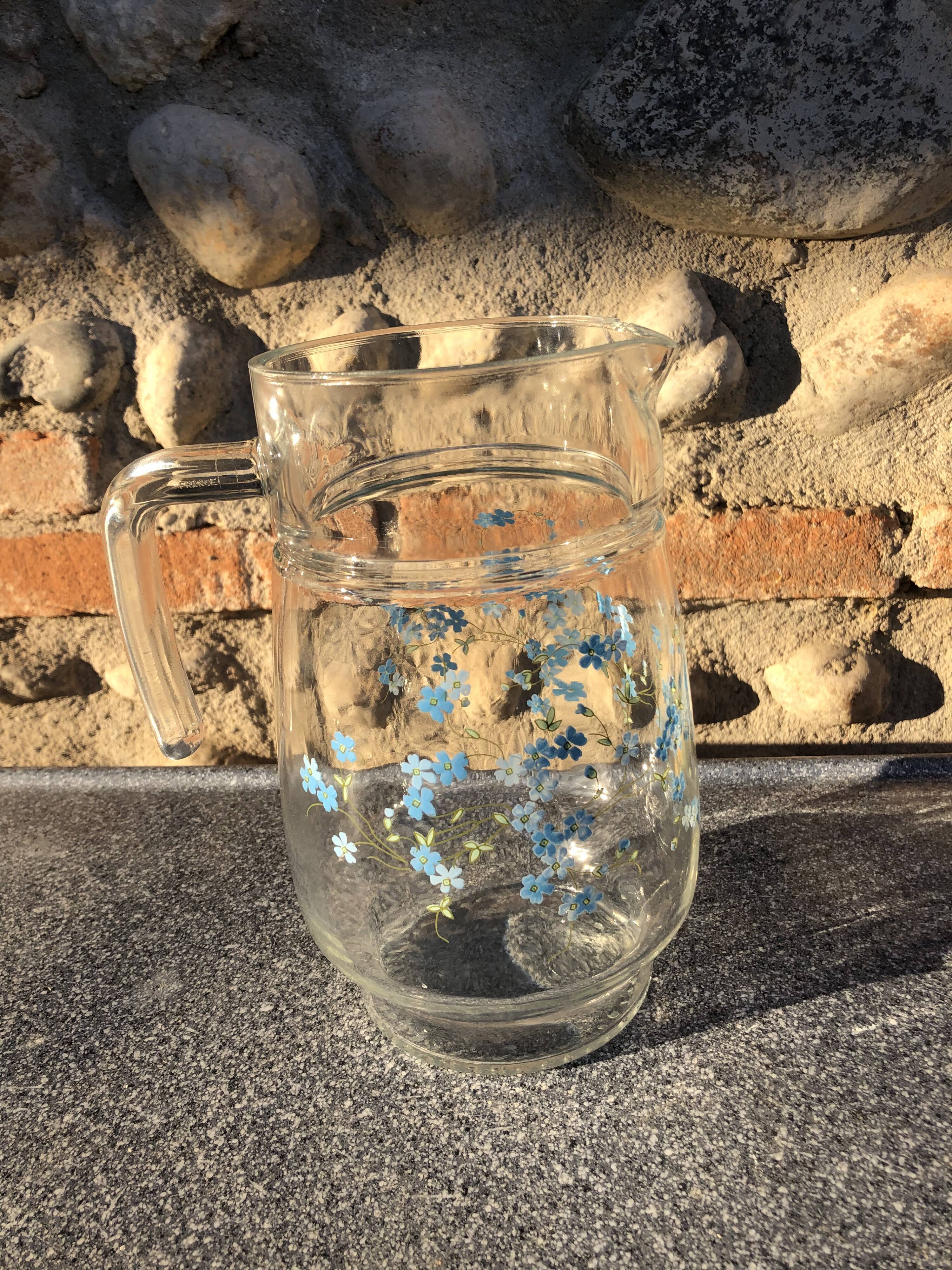 Pitcher small blue flowers Veronica Luminarc Arcoroc