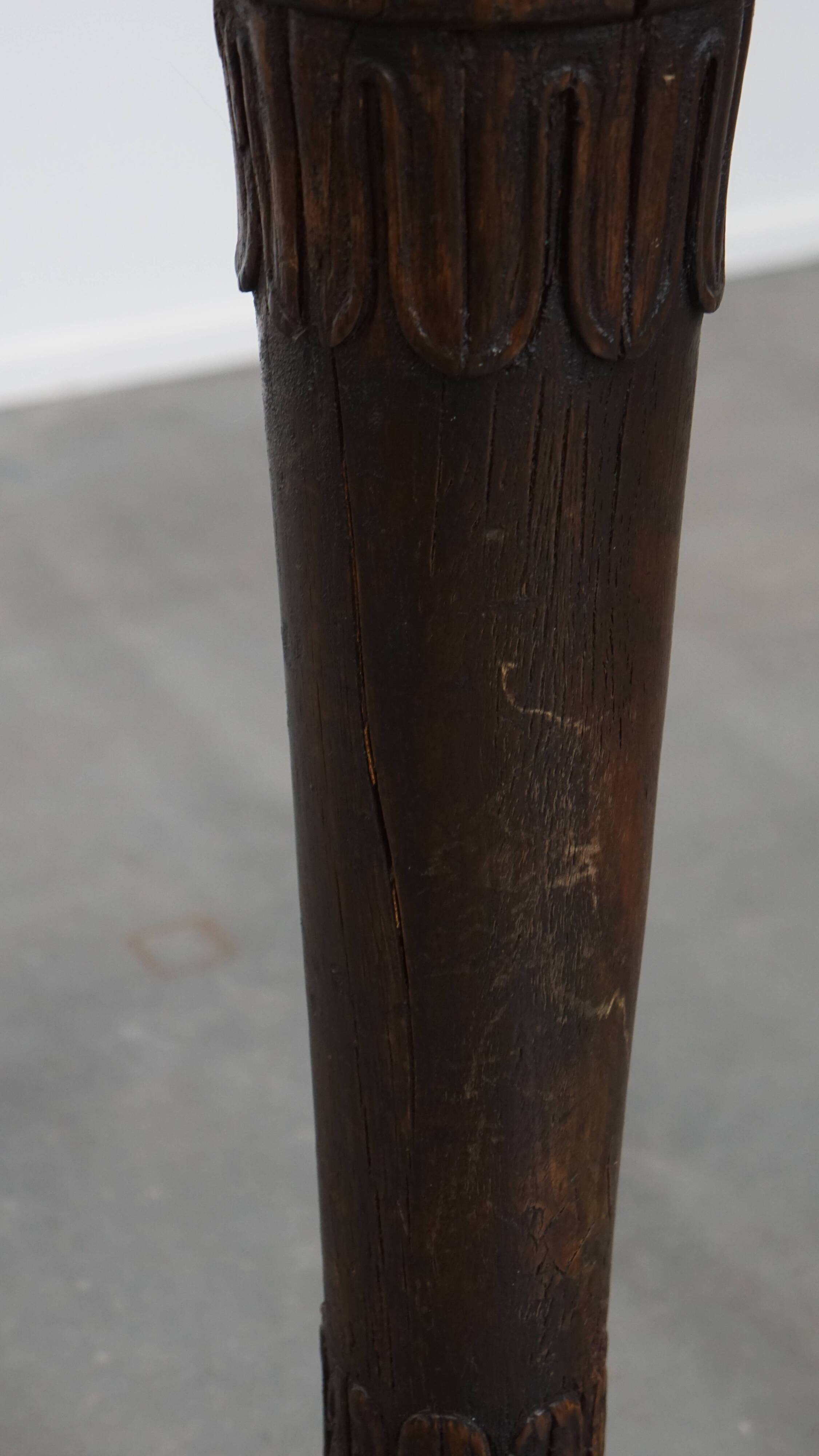 Hand-Carved Antique Wooden Floor Lamp with Lion Head