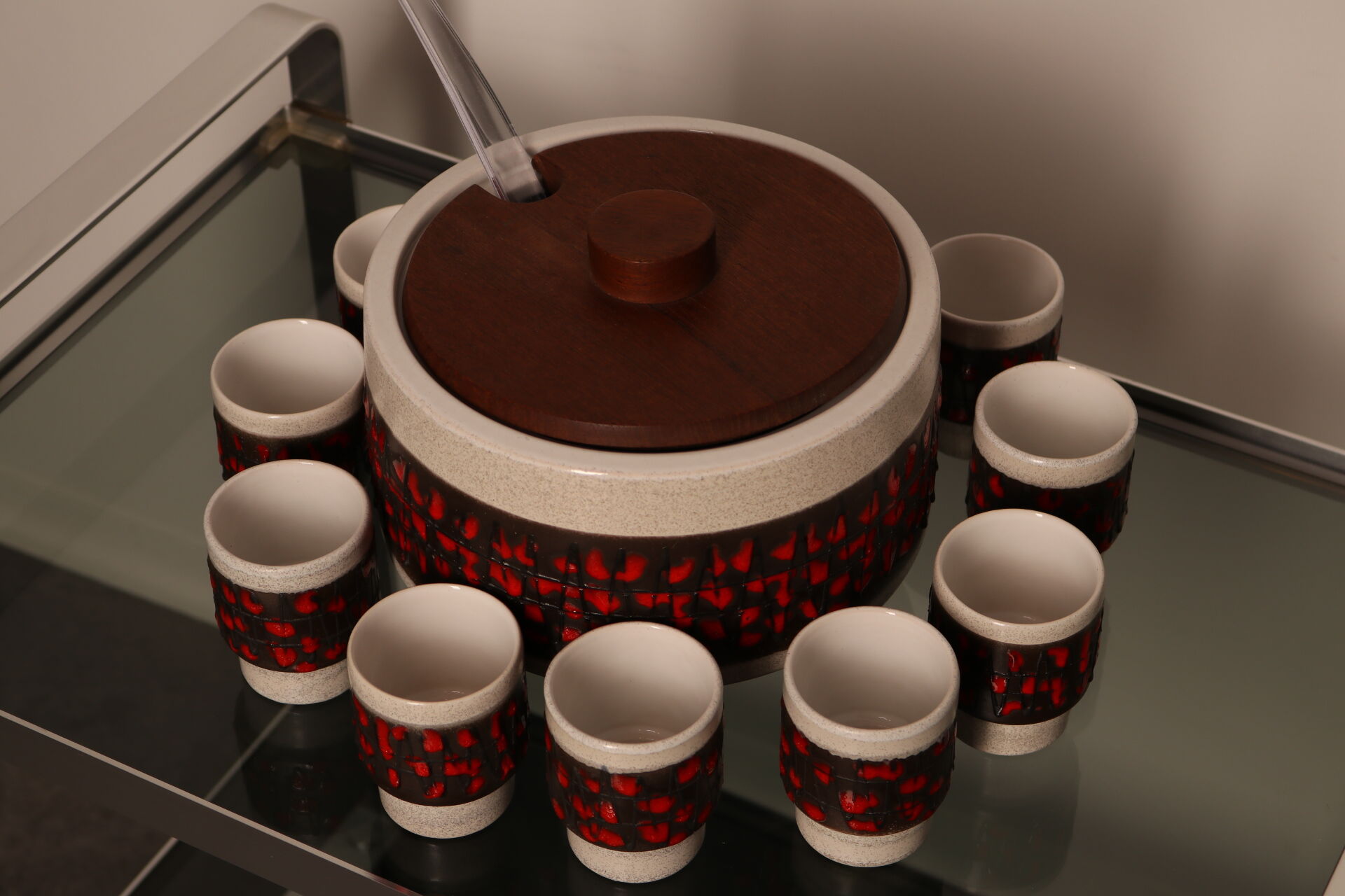 Punch set in ceramics - bowl & 11 cups - by Dümler & Breiden - Germany - 1960's