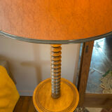 Lampadaire vintage Art déco en bois tourné