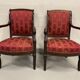 Paire de fauteuils époque empire en acajou et soie
