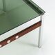 Scandinavian coffee table in metal, teak and smoked glass Denmark 1960