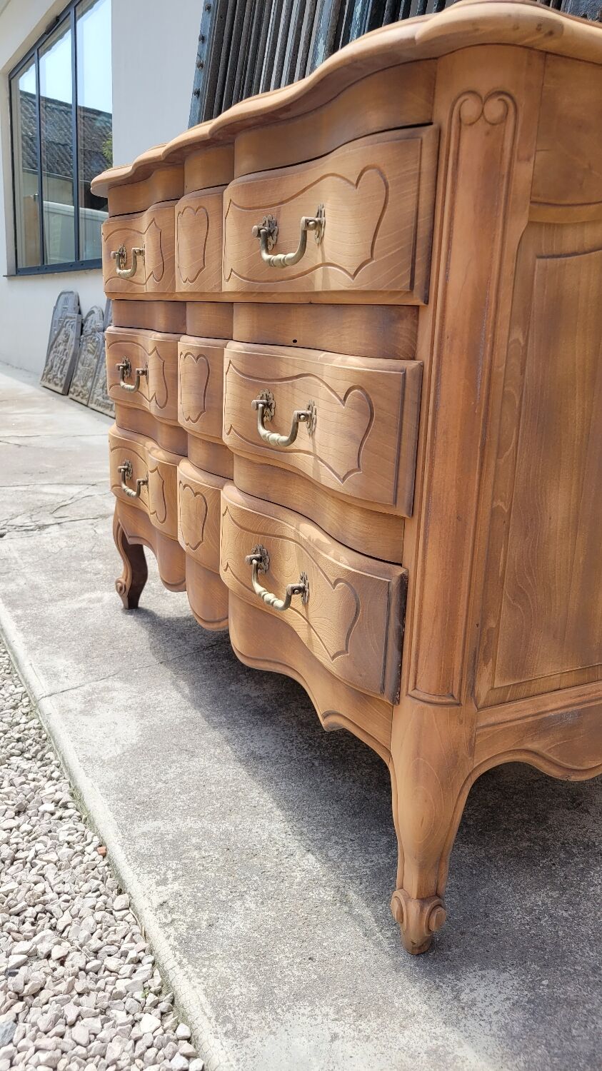 Louis xv style chest of drawers in pickled cherry