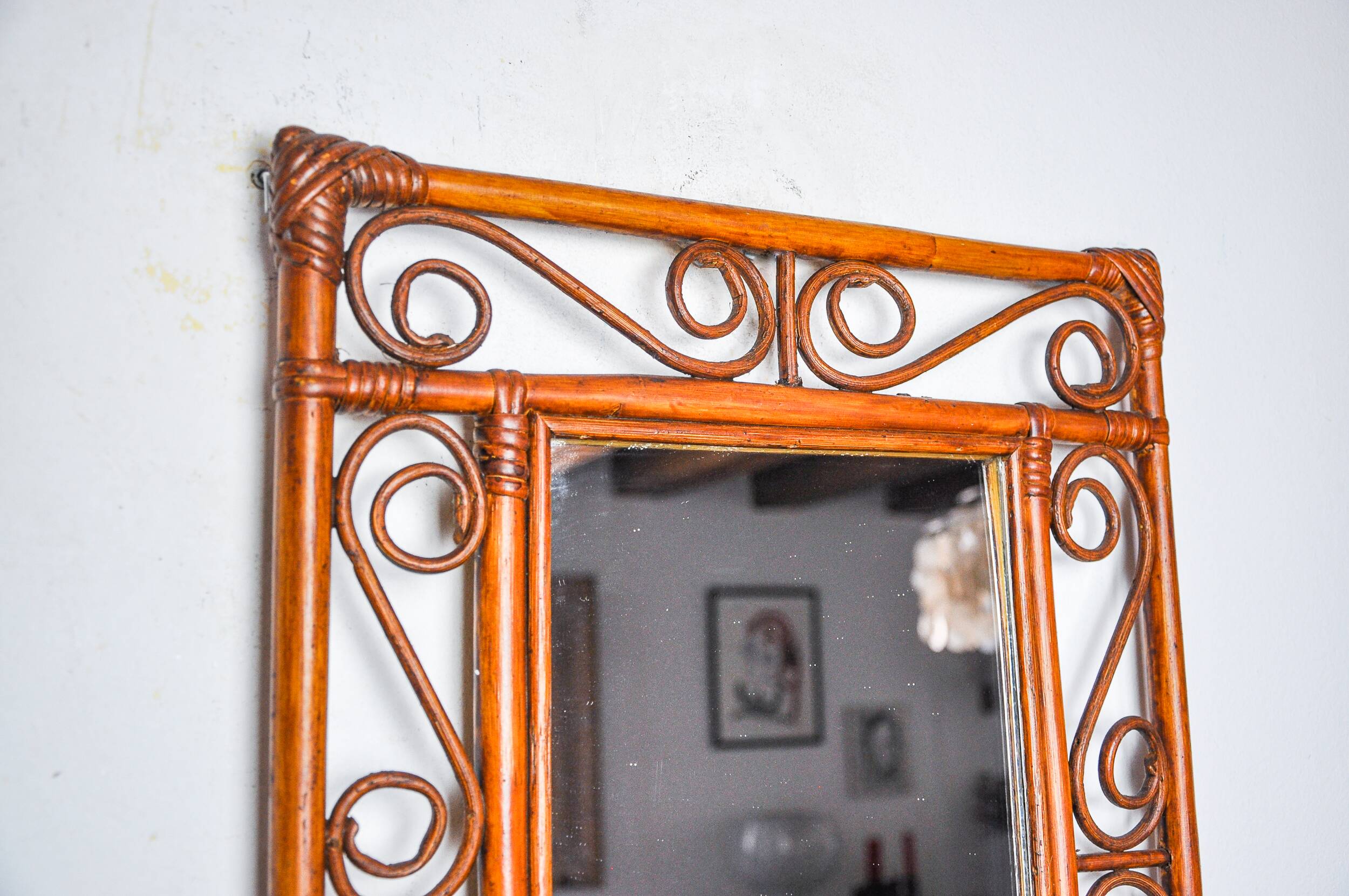 Bamboo mirror by Franco Albini for Bonacina, Italy 1960