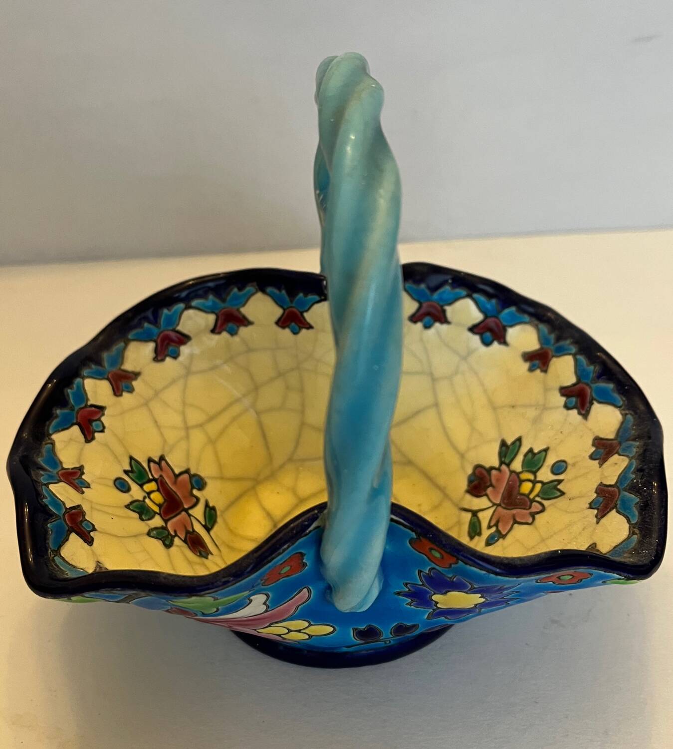 Small Longwy enamel basket