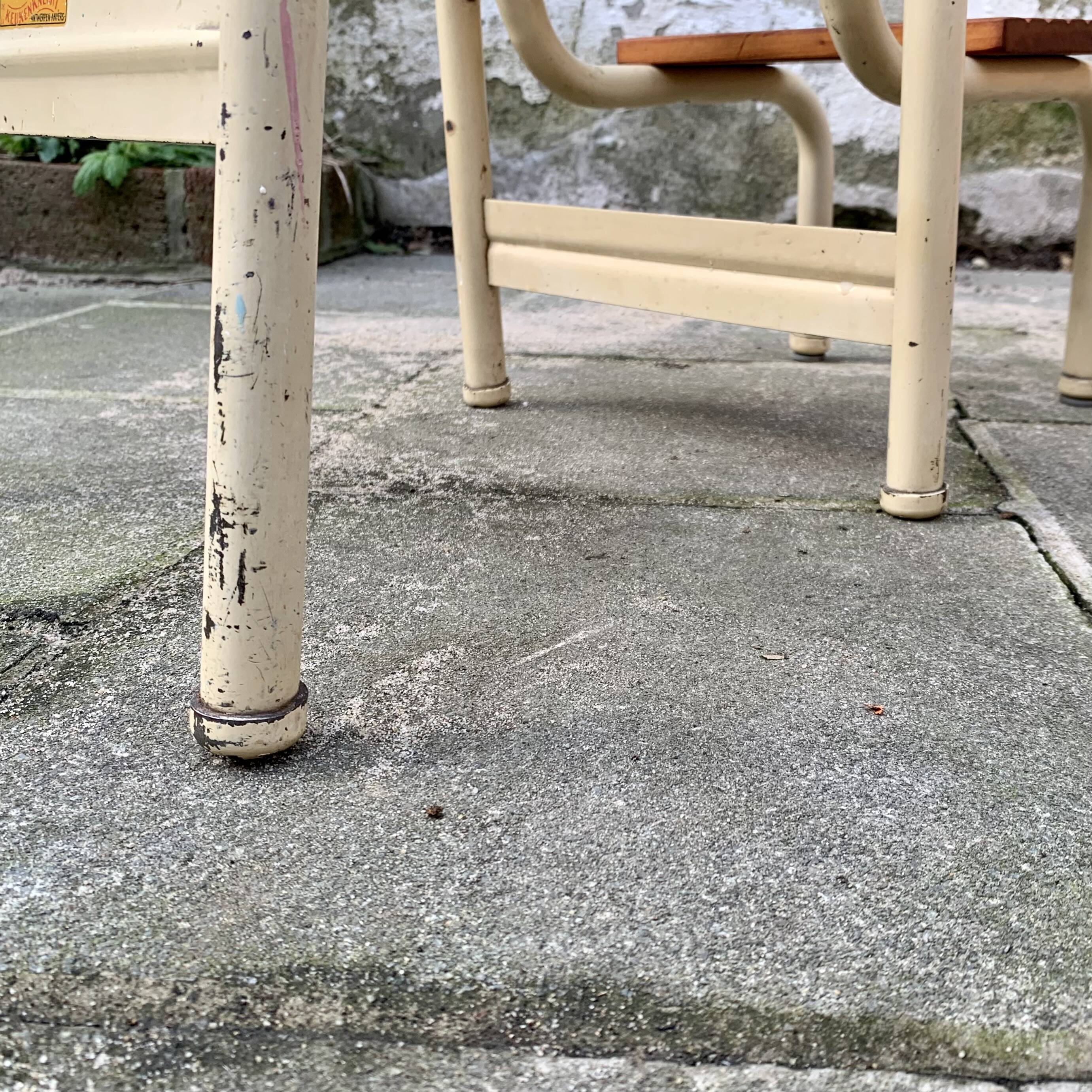 Vintage step stool in wood and steel