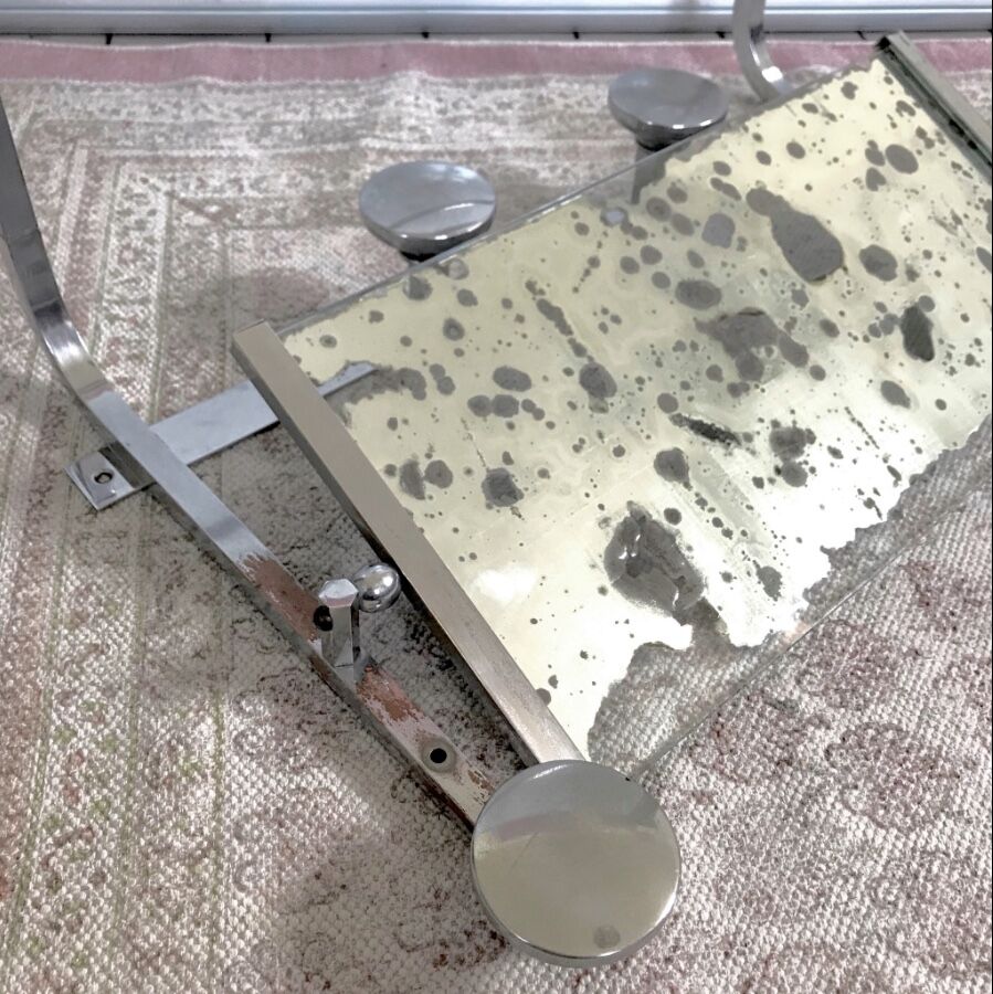 Art deco - coat rack and hat with oxidized mirror