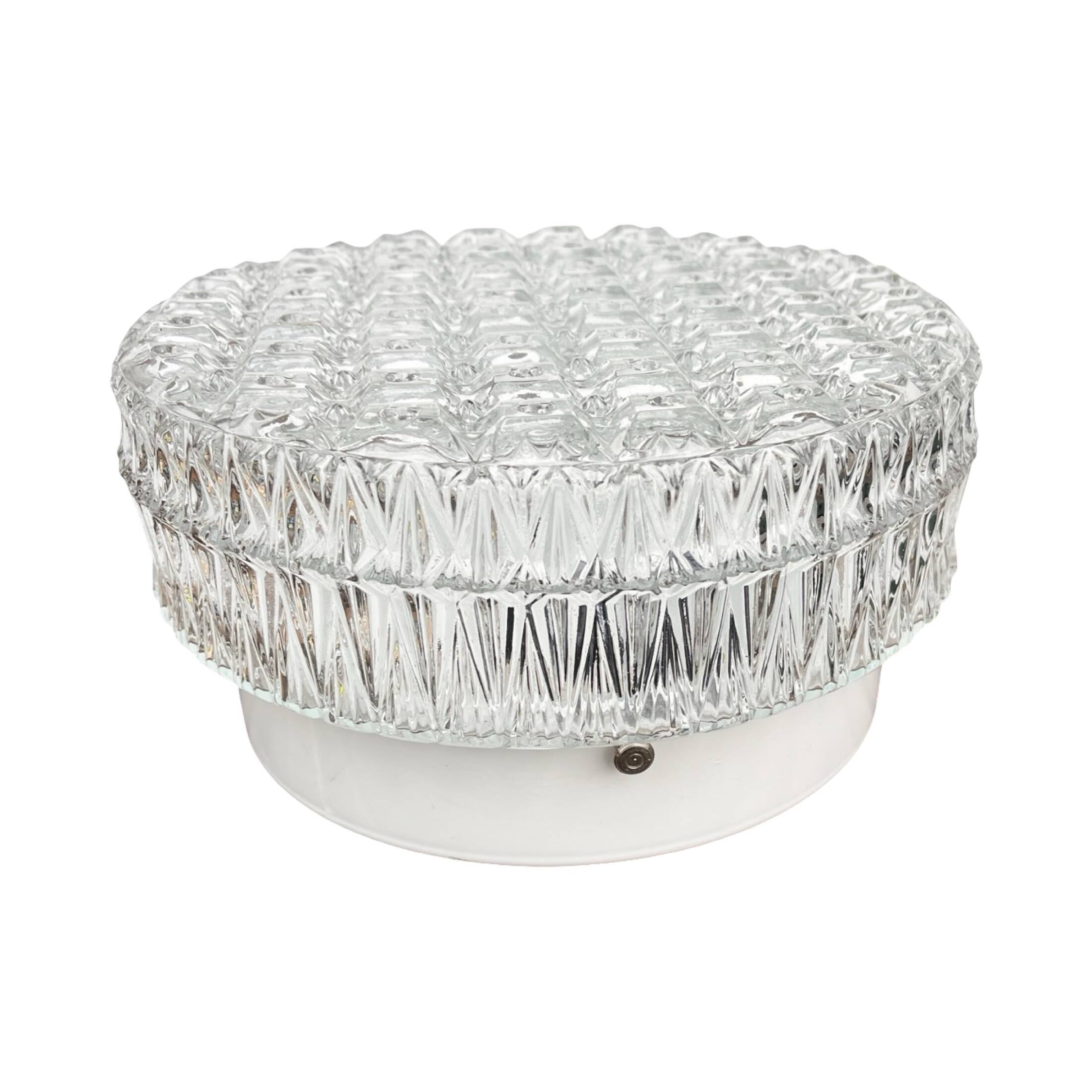 Crystal ceiling/wall lamp Kamenický Šenov, 1970s | Brusel style | Very good