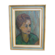 Jeune femme pensive huile sur panneau signée
