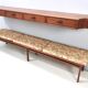 Entryway Set of Wall Mirror, Walnut Console and Bench by Brugnoli, Italy