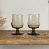 3 “Willem Heesen” smoked glass glasses