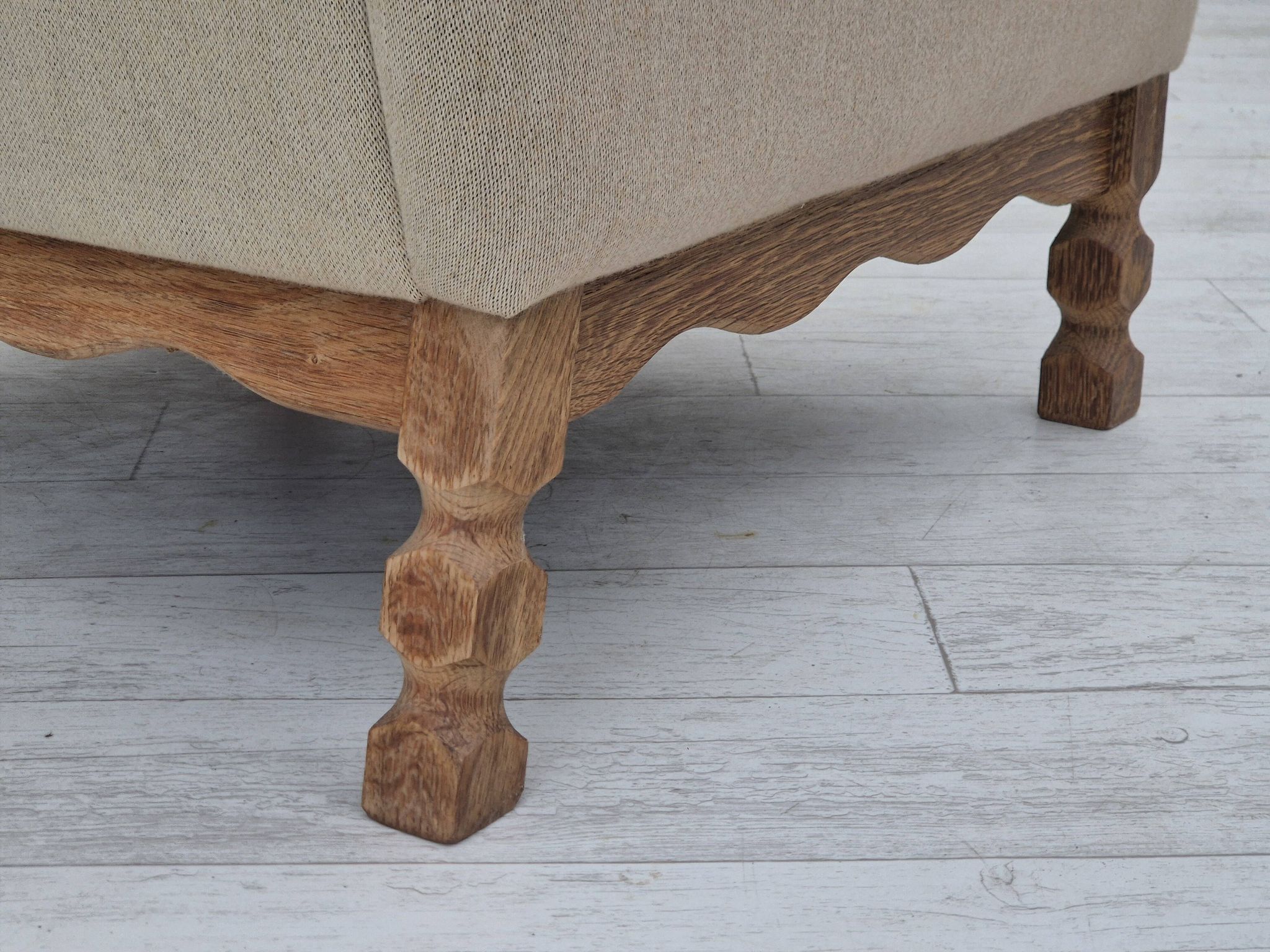 1970s, Danish armchair, furniture wool fabric, oak wood, original condition