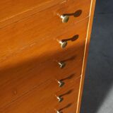 Oregon Pine Chest of Drawers with Brass Handles, 1970s