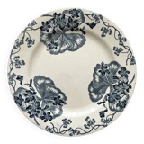 Assiette plate ancienne en terre de fer "Les Violettes" Salins