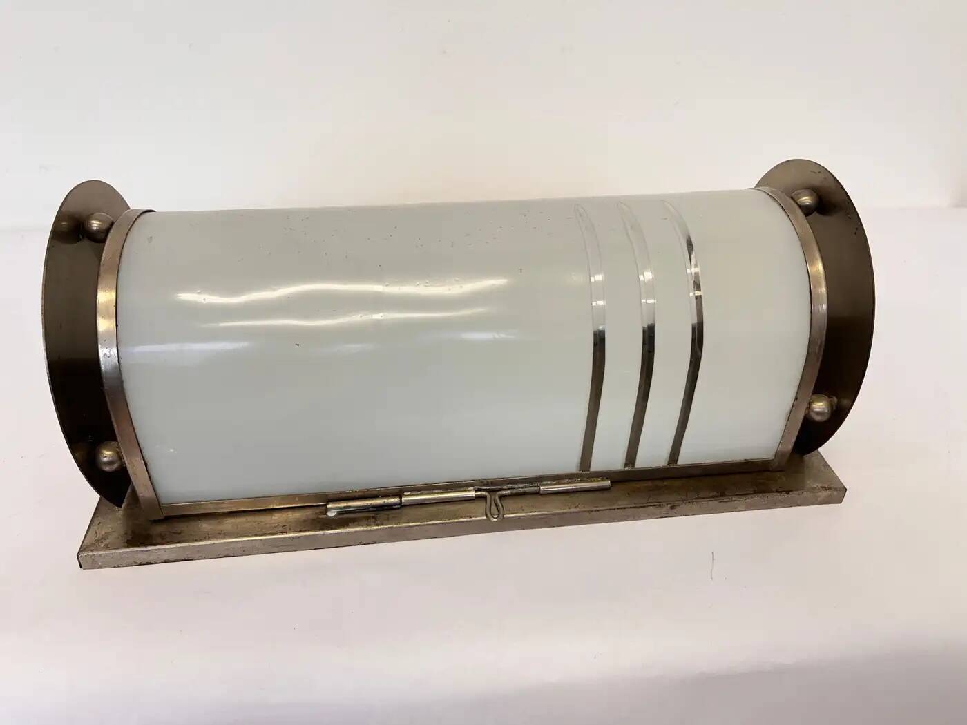 XL chrome design Bauhaus wall and glass lamp 1930s - Czechoslovakia