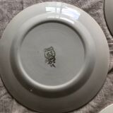 6 assiettes plates Ceranord Saint Amand Beaugency fleurs bords dorés et vert menthe