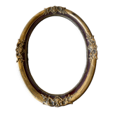 Antique Wooden gilded colored Oval  Picture Frame with glass