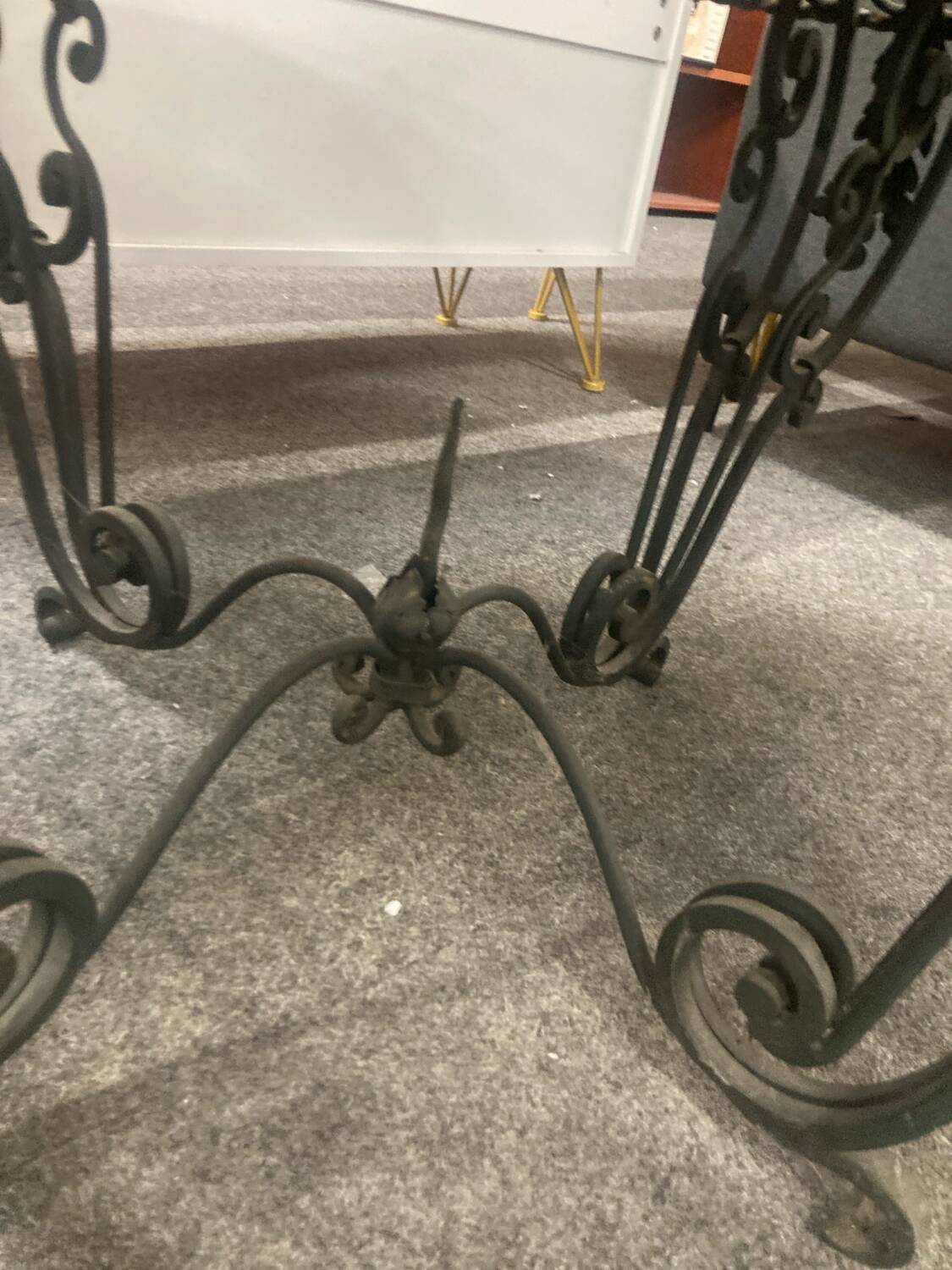 wrought iron and marble coffee table