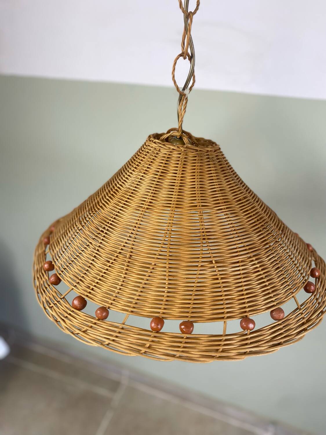 Vintage wicker pendant light