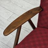 1960s, Danish 2-seater sofa, red furniture fabric, beech wood.