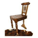 Set of 5 wooden chairs, handcrafted work