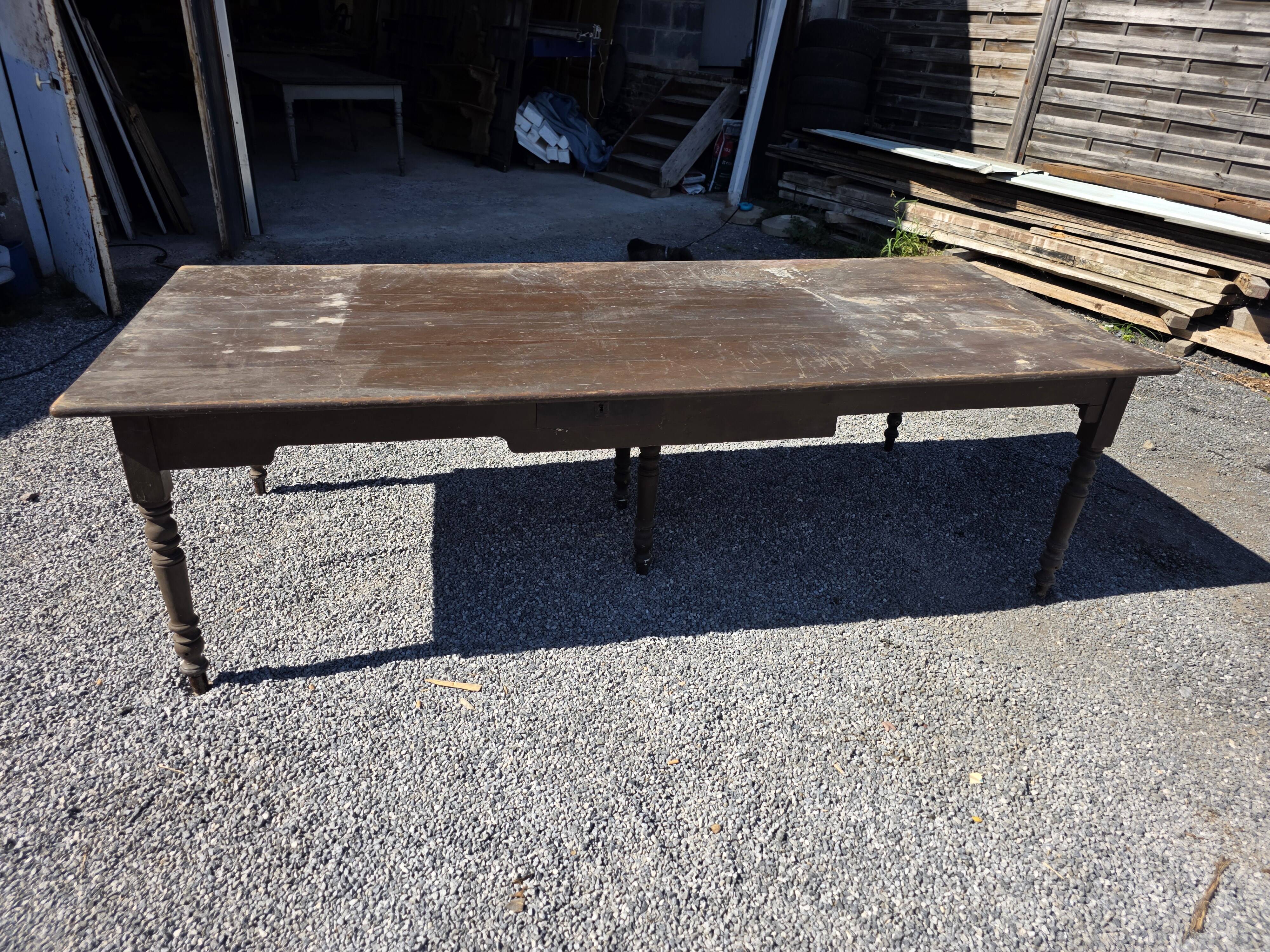 Table de ferme ancienne XXL , 268 × 110cm