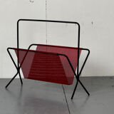 Mid-Century Modernist black and red Magazine Rack by Pilastro, 1950S