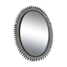 Vintage oval sun mirror 50s, silver metal 76x55 cm SB