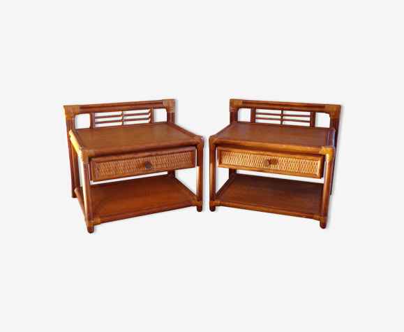 Pair of Maugrion bedside tables in roitin