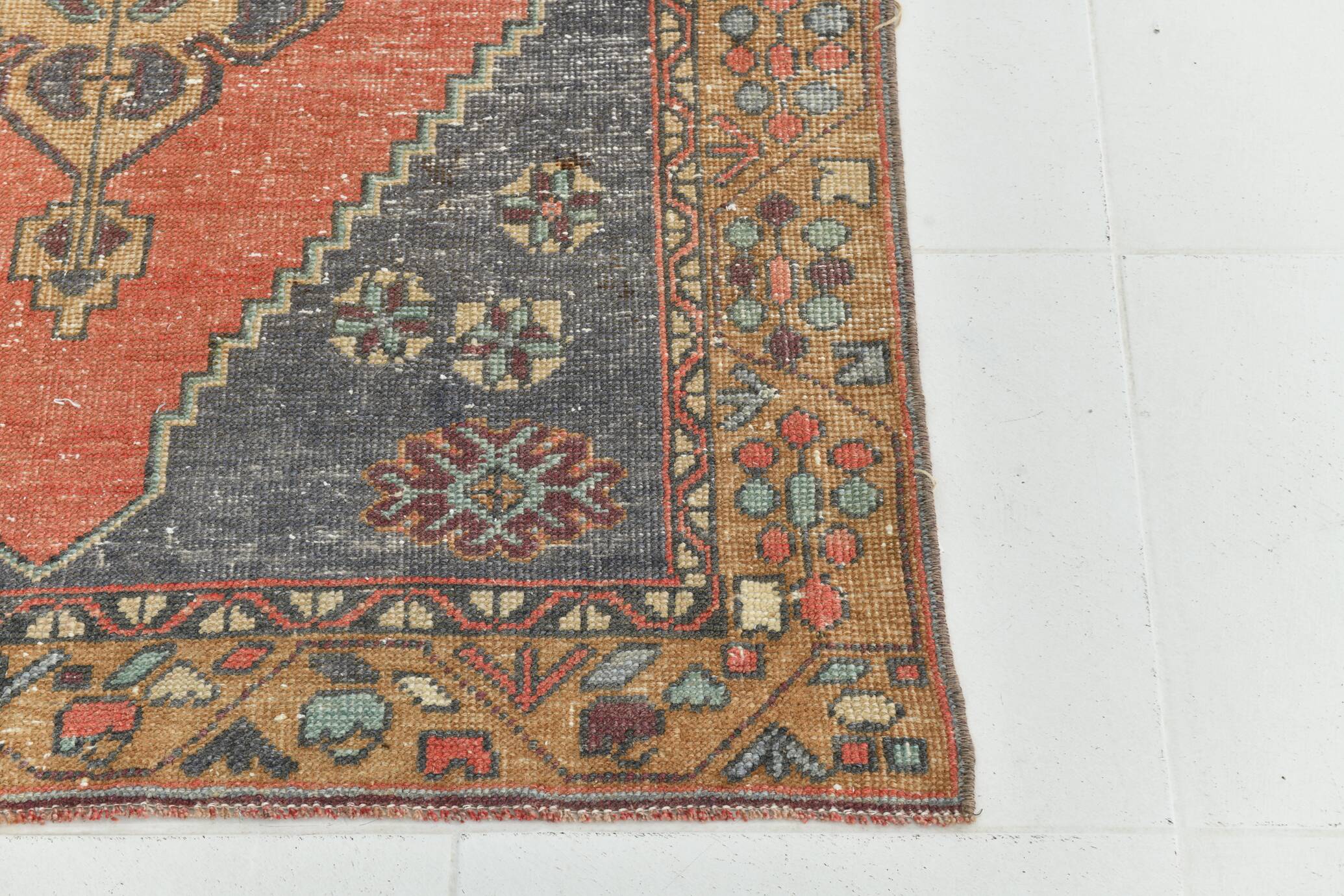 Red & Yellow Turkish Vintage Rug, 109x193Cm