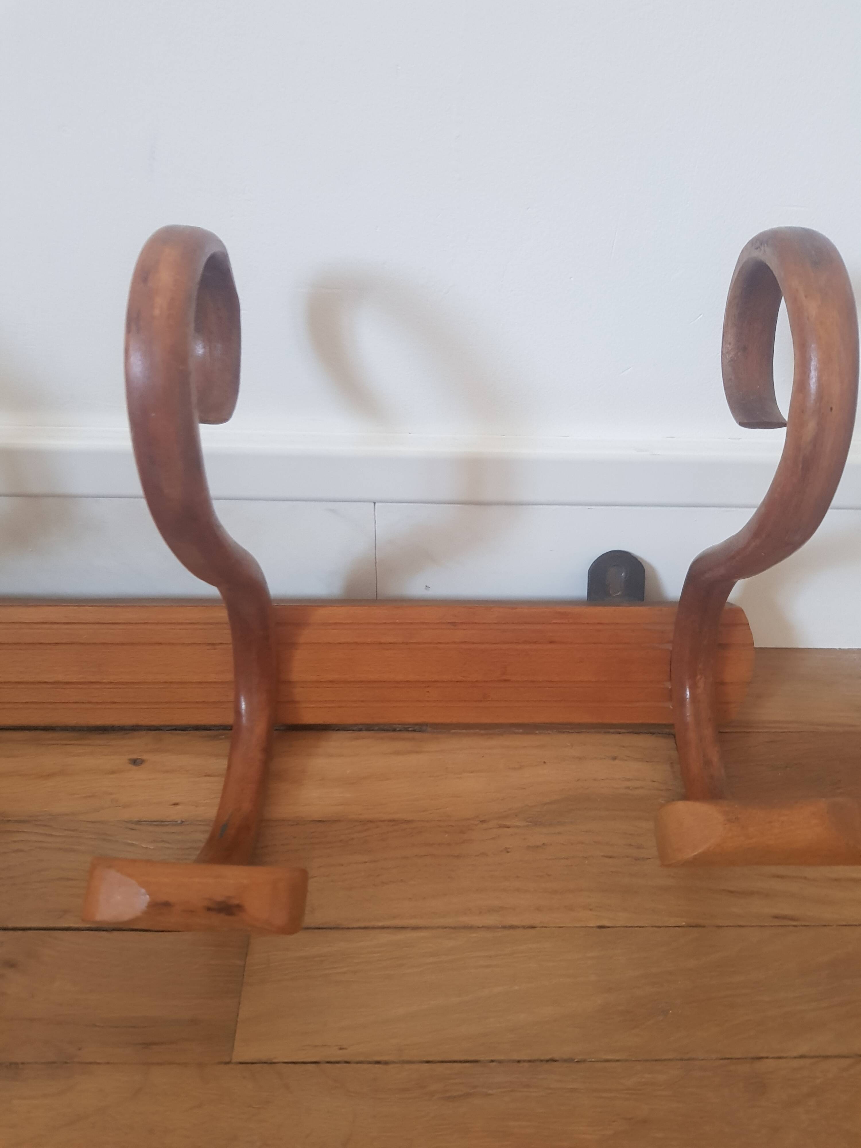 Wooden wall coat rack