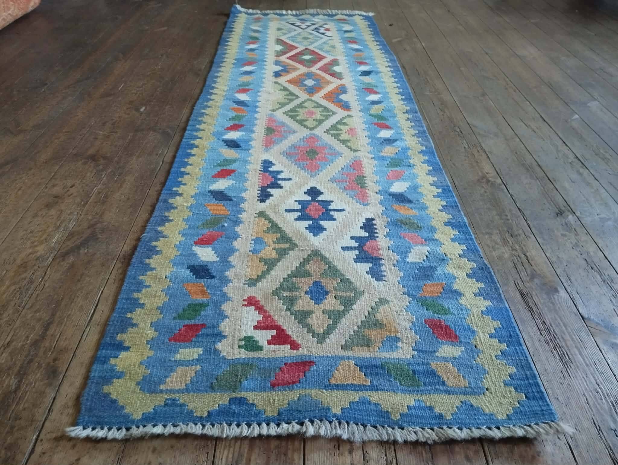 Handmade Persian Qashqai hallway rug 209x64cm