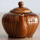 Théière chinoise style citrouille à panneaux marron vintage
