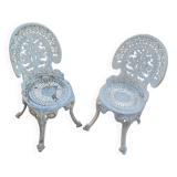 Pair of antique openwork aluminum garden chairs – Victorian style