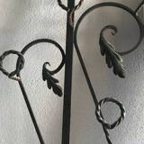 Wrought iron coat rack and shelf